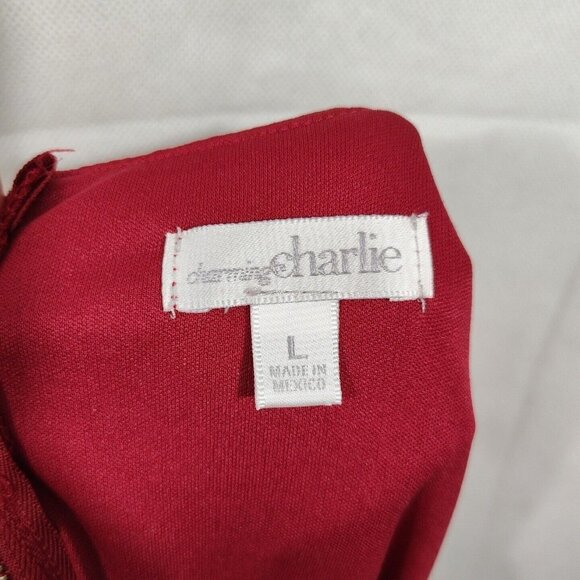 Charming Charlie Sleeveless A-line Dress Women Size L Red Exposed Zipper - Picture 5 of 5